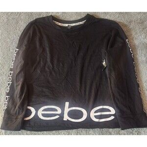 Bebe Sleepwear Shirt Women’s Plus 2X Black Long Sleeve Intimate Top New